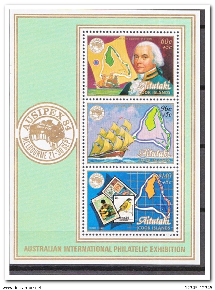 Aitutaki 1984, Postfris MNH, Birds, Stamp On Stamp, Ship, Map - Aitutaki