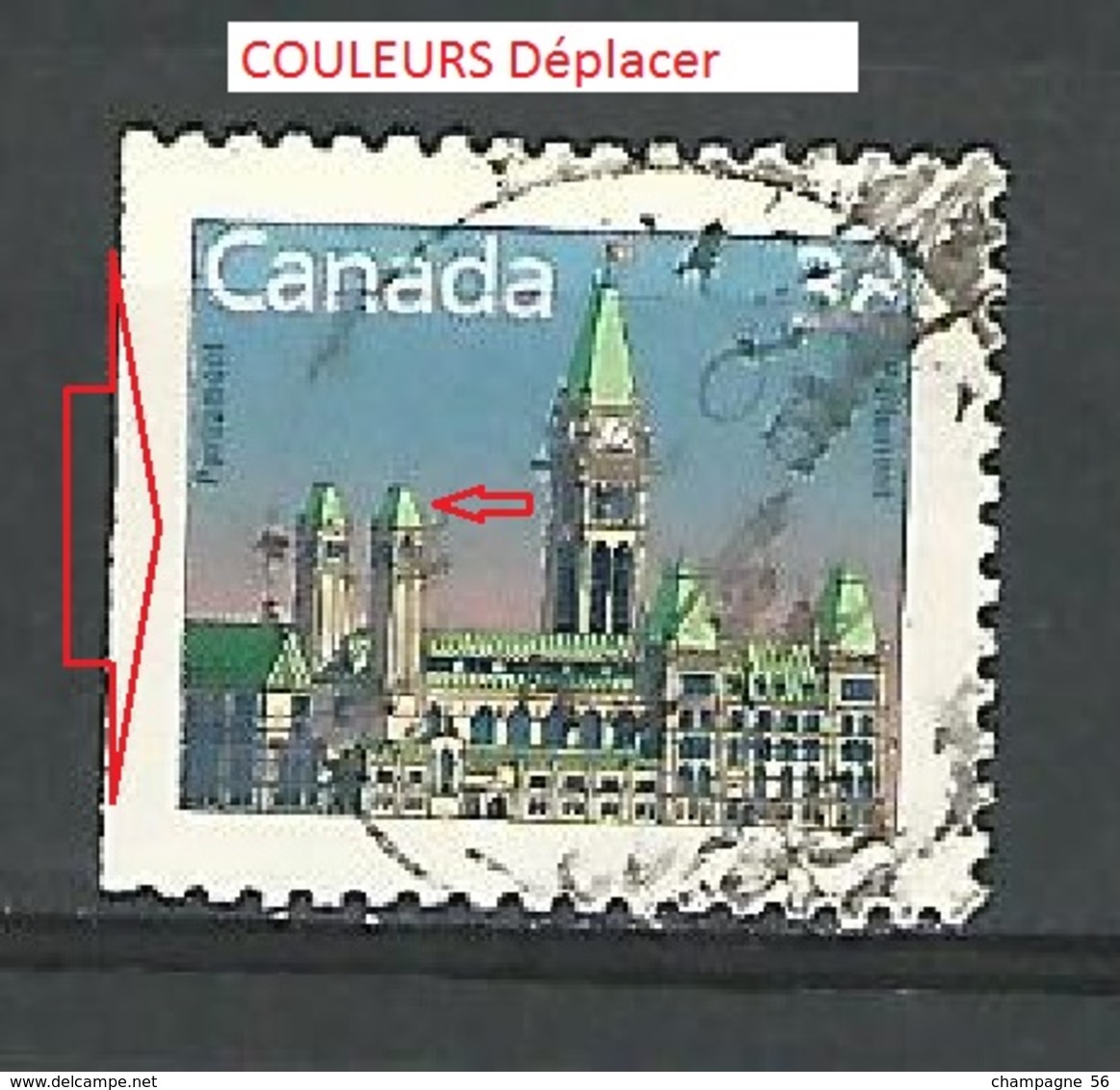 VARIÉTÉS AMÉRIQUE CANADA 1988 N° 1079 B DENTELÉE  TROIS COTÉE EDIFICE DU PARLEMENT  PHOSPHORESCENTE  OBLITÉRÉ - Variétés Et Curiosités