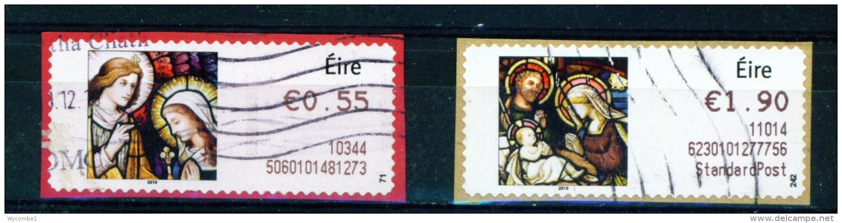 IRELAND  - 2010  Christmas  Stamps On A Roll  Full Set Of 2  Used  (stock Scan) - Used Stamps