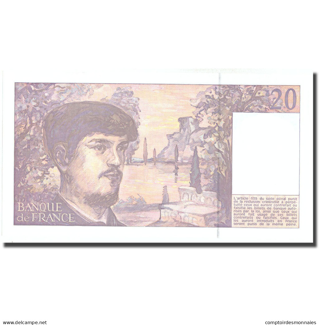 France, 20 Francs, Debussy, 1990, 1990, SPL, Fayette:66bis.1, KM:151d - 20 F 1980-1997 ''Debussy''