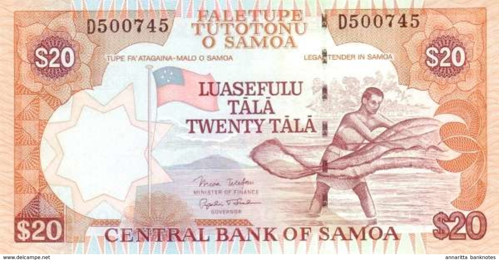 SAMOA 20 TĀLĀ ND (2002) P-35b UNC SIGN. RETZLAFF & SCANLAN [WS110c] - Samoa