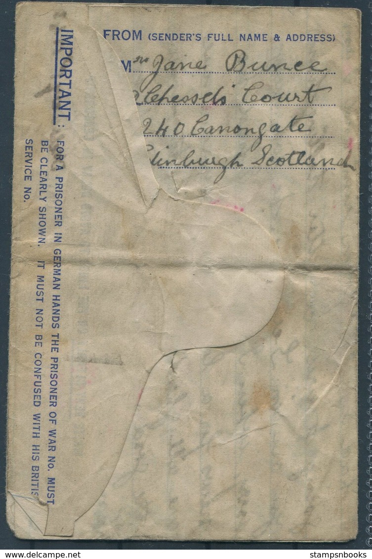 1944 GB Prisoner Of War, POW Kriegsgefangenenpost Airletter Edinburgh - Stalag 7A Germany - Covers & Documents