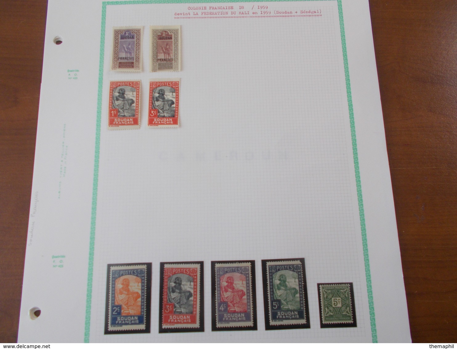 lot n° 337  colonies francaise  TOGO .MALI . CAMEROUN  et divers. neufs**/ * ou obl sur page d'albums .  no paypal