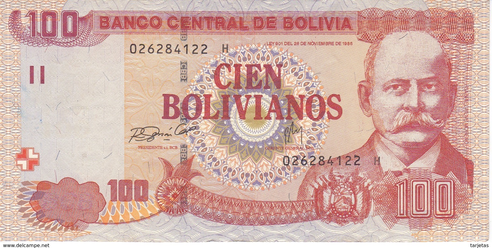 BILLETE DE BOLIVIA DE 100 BOLIVIANOS DEL AÑO 1986 (BANKNOTE) - Bolivia