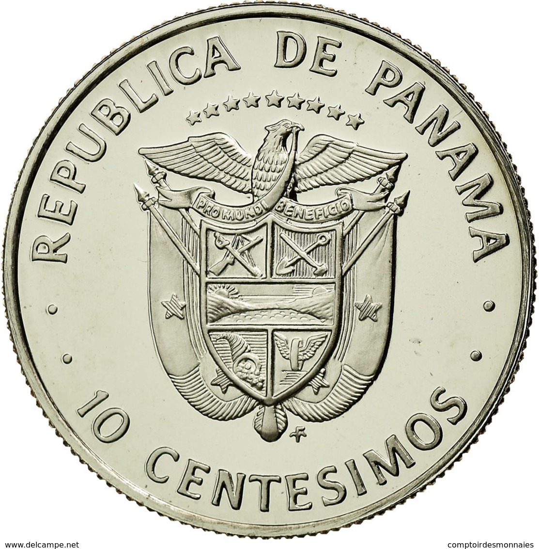Monnaie, Panama, 10 Centesimos, 1975, Franklin Mint, FDC, Copper-Nickel Clad - Panamá