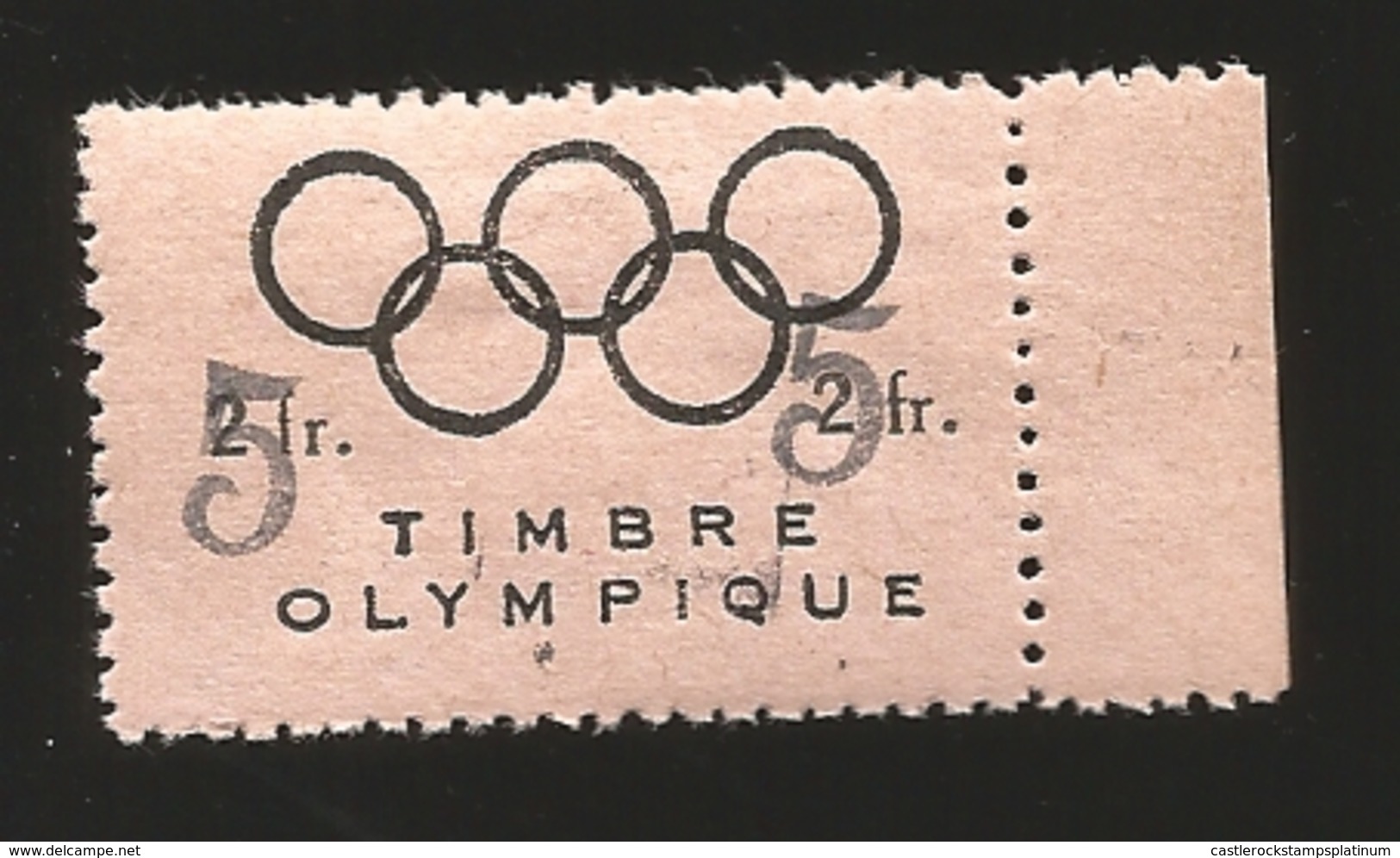 O) 1952 CIRCA-FRANCE, OLYMPIC RINGS ABOVE-FRENCH SWIMMING FEDERATION ORIGINALLY OVERPRINT 5fr-RAISE  FUNDS-1952 GAMES. X - Other & Unclassified