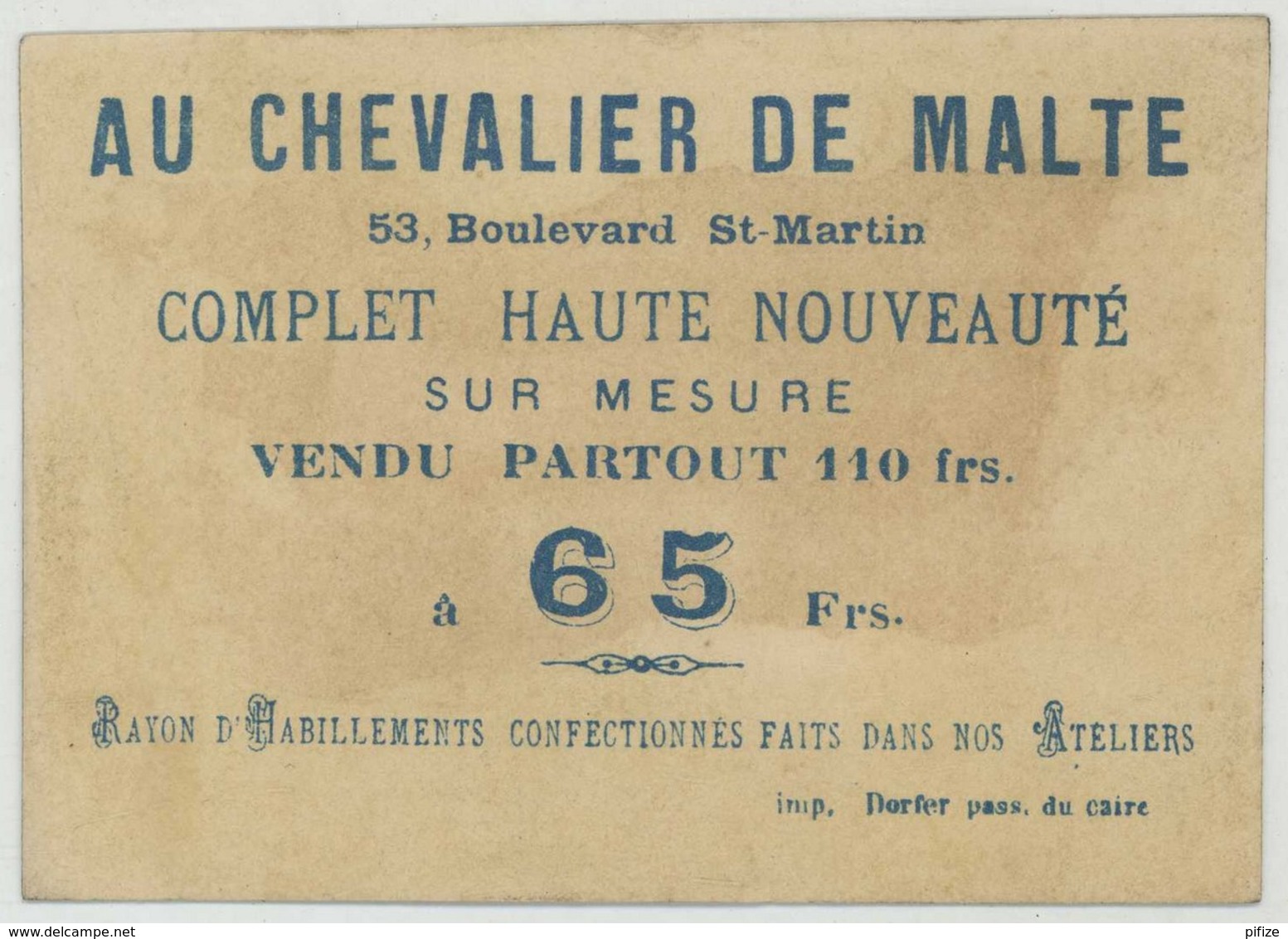 Chromo Au Chevalier De Malte . Vêtements 53 Bd St-Martin à Paris . "C'est-y Vous Qu'êtes Le Patron ?".  Imp. Dorfer . - Autres & Non Classés