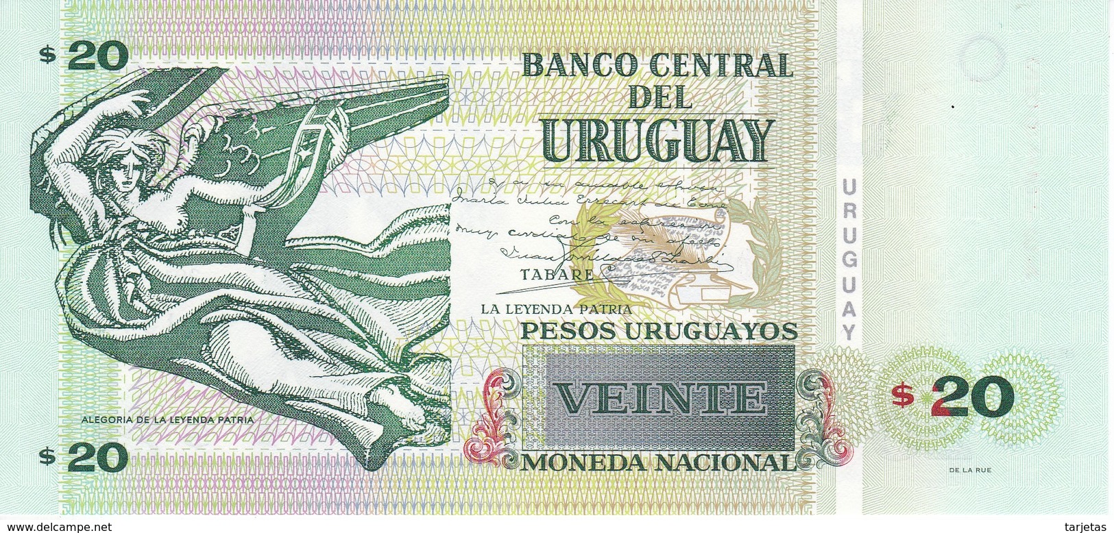 BILLETE DE URUGUAY DE 20 PESOS DEL AÑO 2011 SIN CIRCULAR-UNCIRCULATED (BANKNOTE) - Uruguay