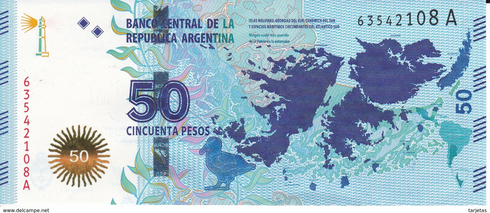 BILLETE DE ARGENTINA DE 50 PESOS DEL AÑO 2015 SIN CIRCULAR - UNCIRCULATED (BANKNOTE) CONMEMORATIVO - Argentina