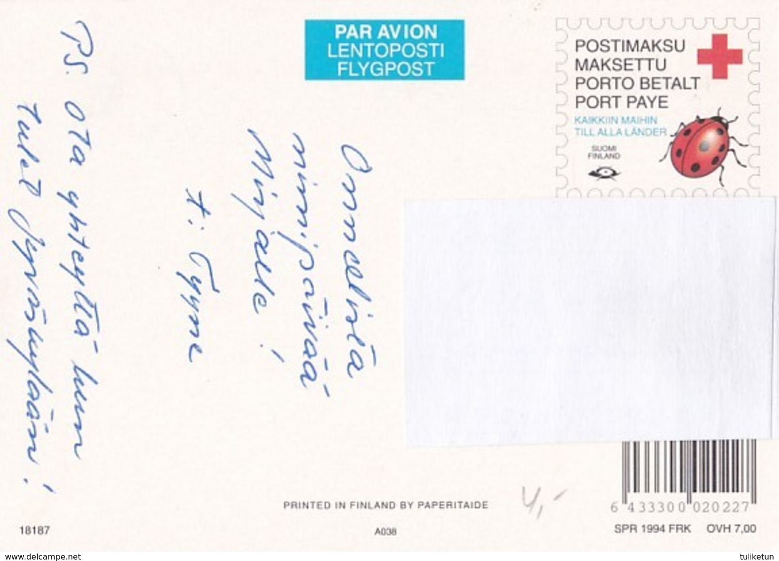 Postal Stationery - Flowers - Roses - Red Cross 1994 - Suomi Finland - Postage Paid - Entiers Postaux