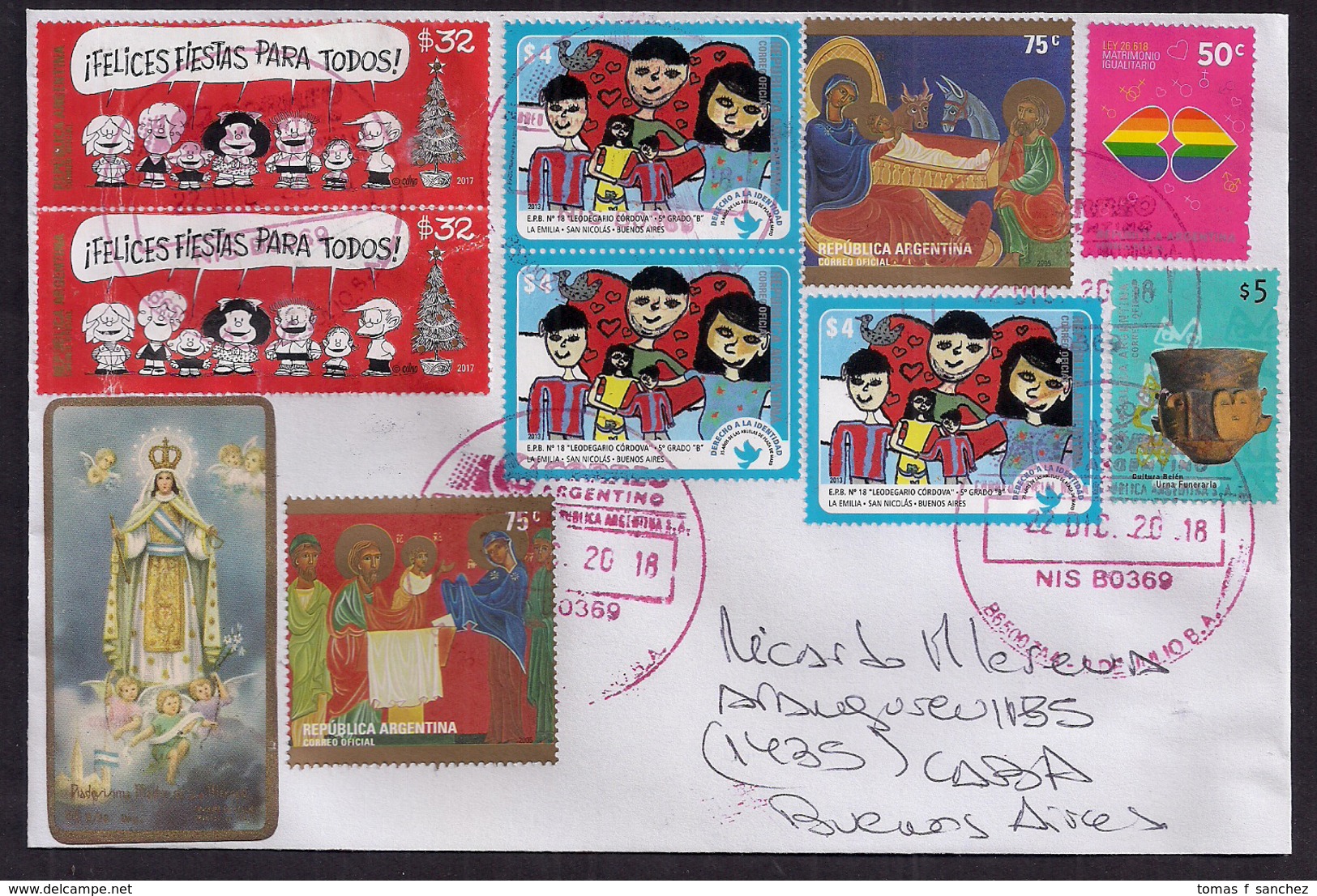 Argentine - 2018 - Lettre - Religion - Noël - Mafalda - Dessins Animés Pour Enfants - Christianisme - Lettres & Documents