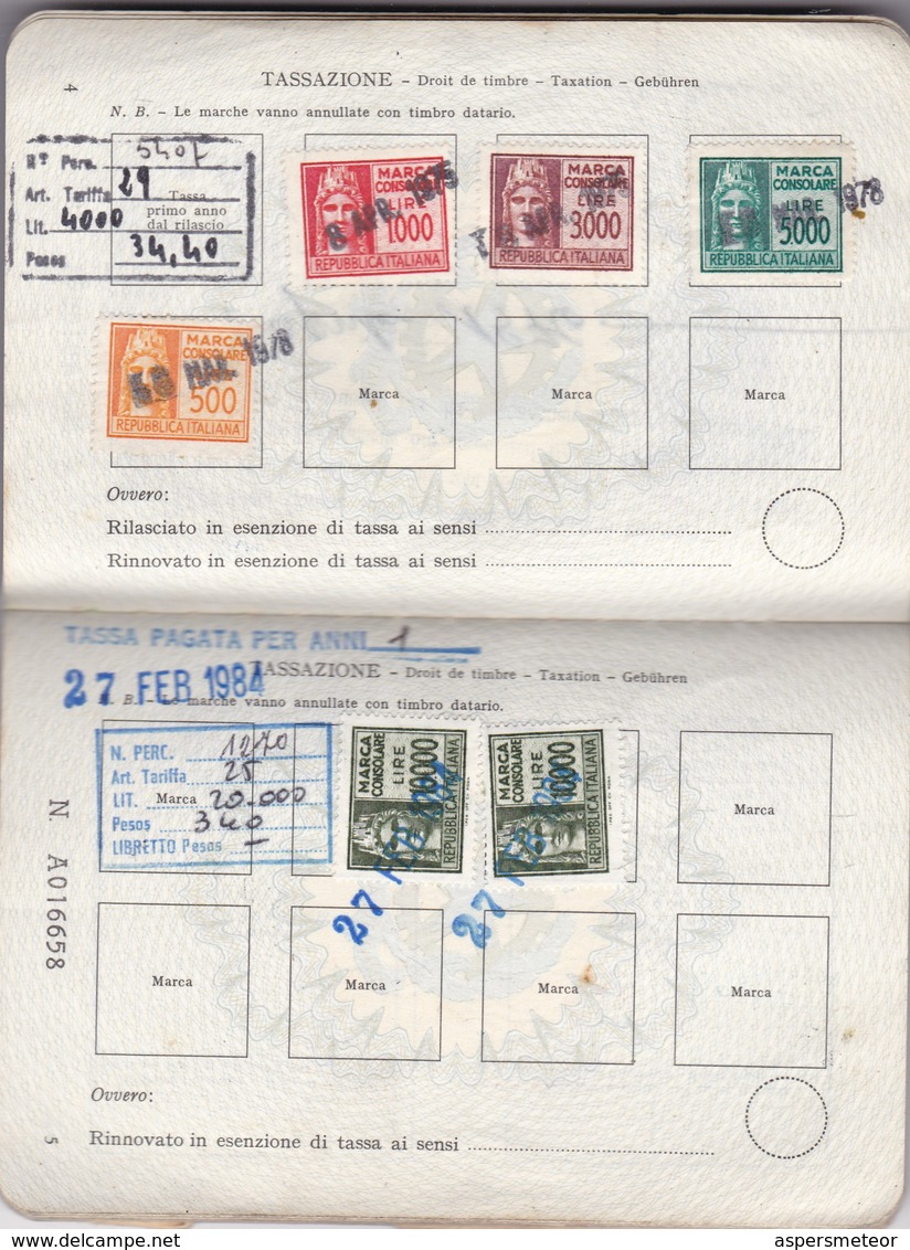 ITALIAN FEMENINO FEMALE YEAR 1976 PASAPORTE PASSPORT REISEPASS PASSAPORTO - BLEUP - Documents Historiques