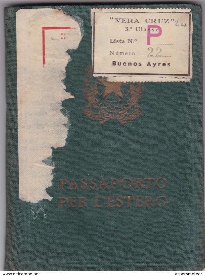 ITALIAN FEMENINO FEMALE YEAR 1955 PASAPORTE PASSPORT REISEPASS PASSAPORTO - BLEUP - Documenti Storici
