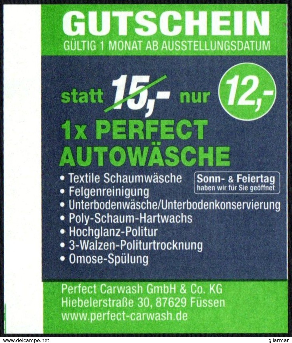 GERMANY FUSSEN 2017 - BOOTSHAFEN - CAR WASH - PARKING TICKET - Biglietti D'ingresso