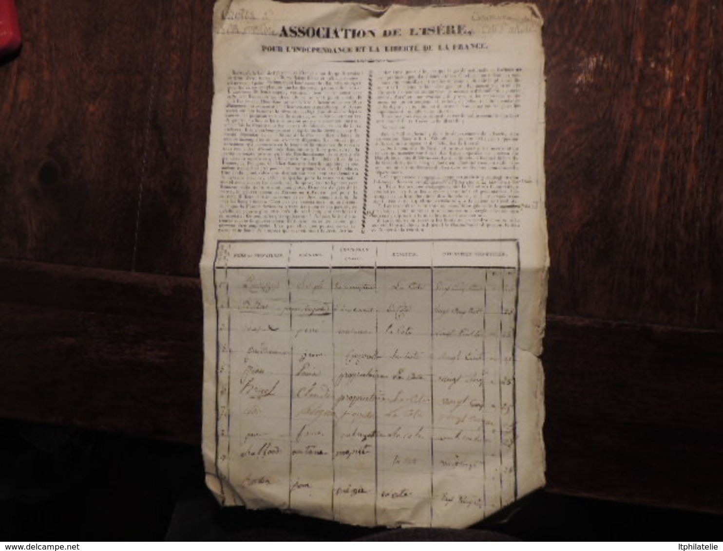 DOCUMENT HISTORIQUE 1831 (  LIRE TRES INTERESSANT TEXTE )  Côte St André  L INDEPENDANCE ET LA LIBERTE DE LA FRANCE - Documentos Históricos