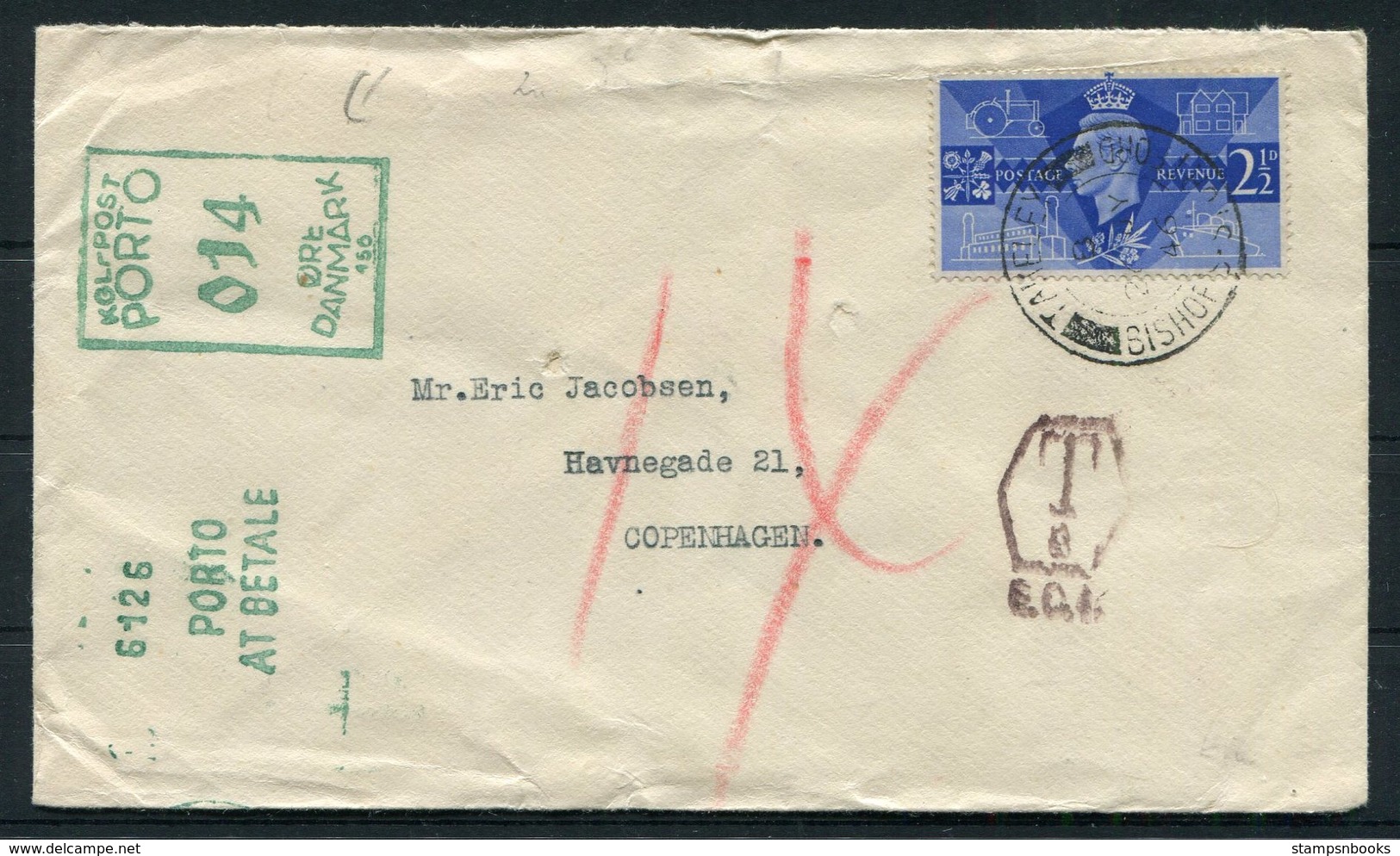 1946 GB Denmark Postage Due, Taxe, Porto At Betale Cover - Copenhagen - Covers & Documents