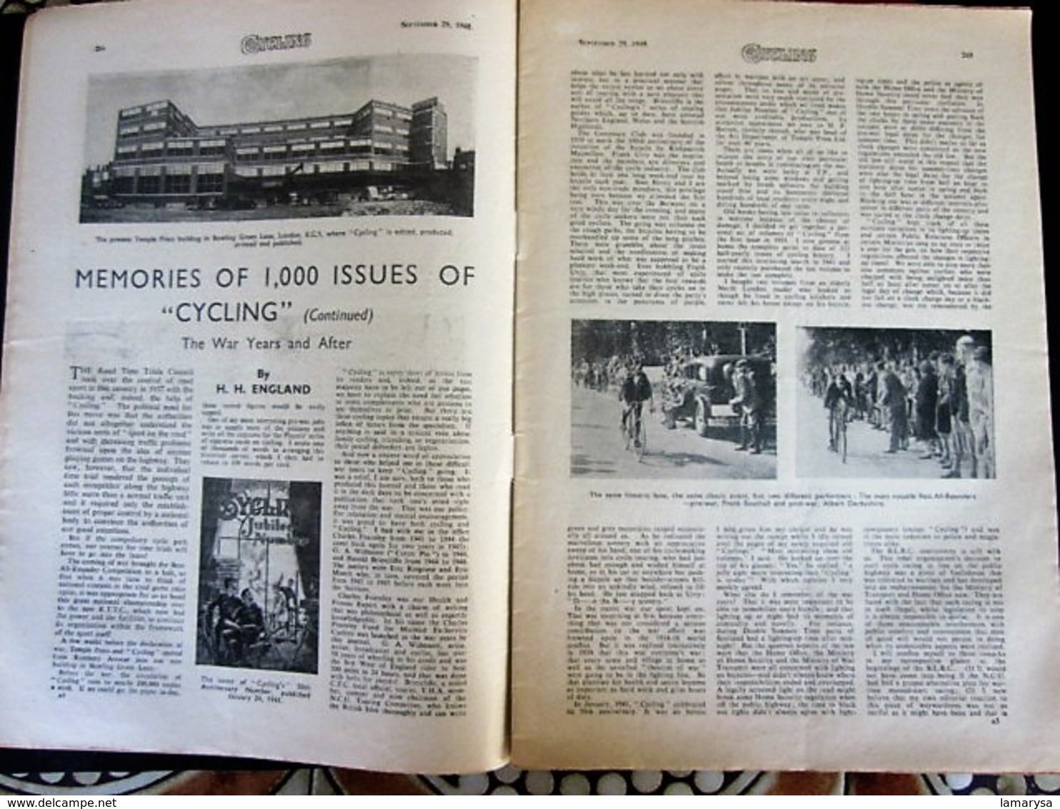 SEP 1948 CYCLING THE CYCLIST'S WEEKLY-NEWSPAPER-ADVERTISSING-PHOTOS DIVERS-PUBLICITÉ EPOQUE-DUNLOP-REVUE CYCLISME-CYCLES - Cycling