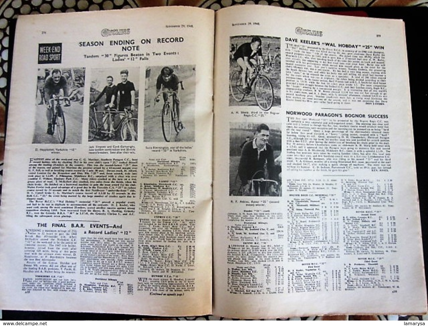 SEP 1948 CYCLING THE CYCLIST'S WEEKLY-NEWSPAPER-ADVERTISSING-PHOTOS DIVERS-PUBLICITÉ EPOQUE-DUNLOP-REVUE CYCLISME-CYCLES