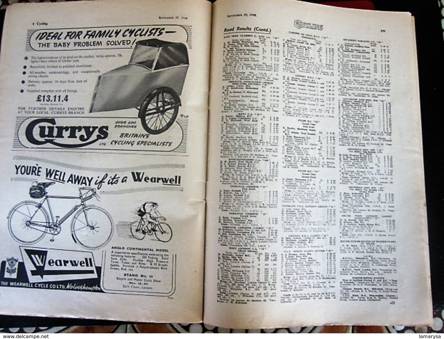 SEP 1948 CYCLING THE CYCLIST'S WEEKLY-NEWSPAPER-ADVERTISSING-PHOTOS DIVERS-PUBLICITÉ EPOQUE-DUNLOP-REVUE CYCLISME-CYCLES