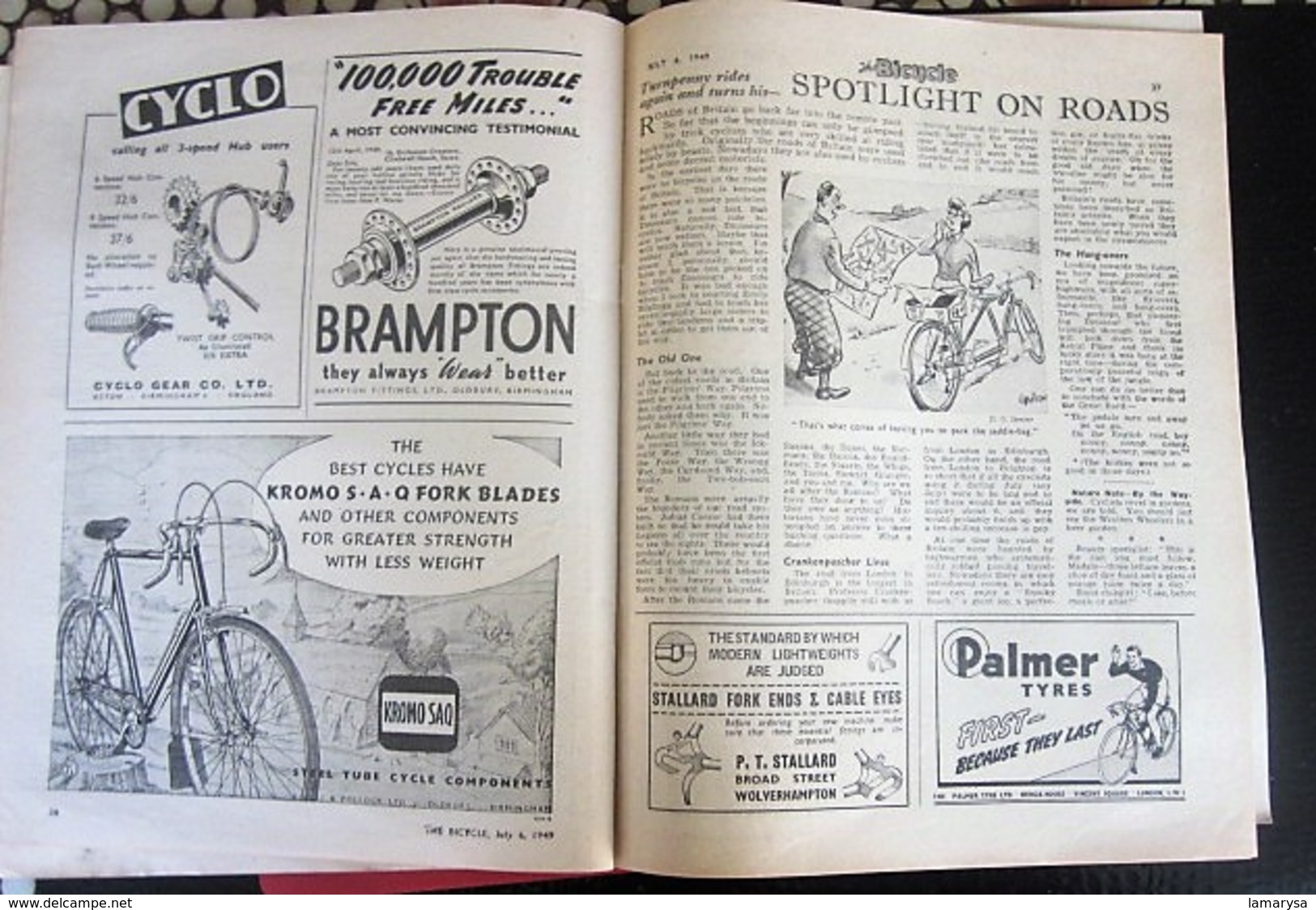 1949 BICYCLE CYCLING THE CYCLIST'S WEEKLY-NEWSPAPER-ADVERTISSING-PHOTOS DIVERS-PUBLICITÉ EPOQUE-BSA-FIRESTONE CYCLISME