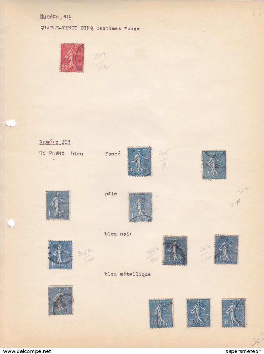 AN 1924 No 204 & 205 TYPE SEMEUSE SUR FOND LIGNE-QUATRE VINGT CINQ CENTIMES ROUGE & UN FRANC BLEU - BLEUP - Cartas & Documentos