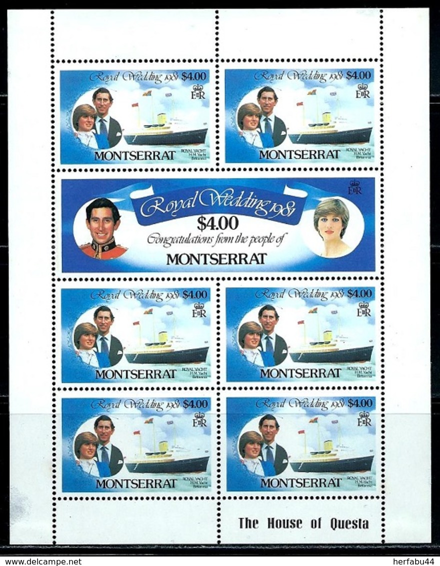 Montserrat       "Royal Wedding"       3 Sheets Of 7       SC#465-70       MNH      SCV$ 19.55 - Montserrat