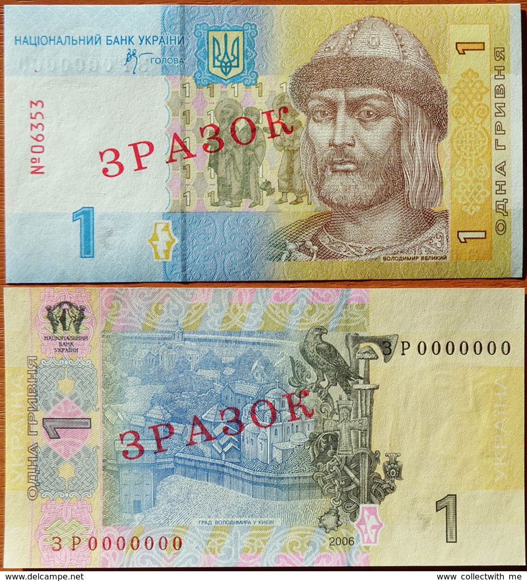 Ukraine 1 Hryvnia 2006 UNC Specimen Sign. Stelmakh P-116 - Oekraïne