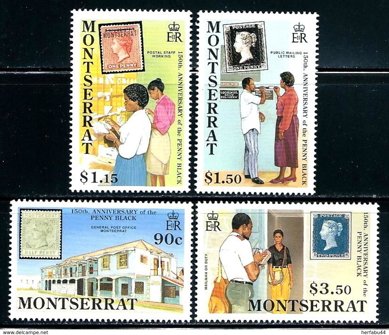 Montserrat      "Penny Black Annv."      Set    SC# 741-44      MNH - Montserrat