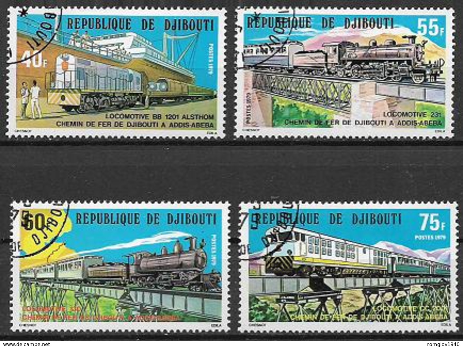 GIBUTI 1979 FERROVIA DA GIBUTI A ADDIS-ABEBA YVERT. 491-494 USATA VF - Gibuti (1977-...)