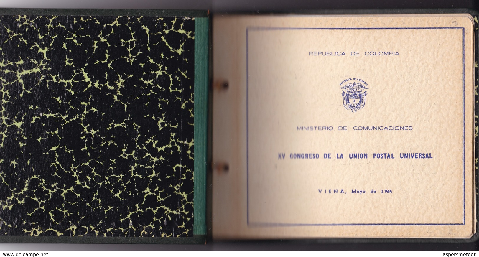 XV CONGRESO  DE LA UNION POSTAL UNIVERSAL  MAYO 1964 SOUVENIR DE LUXO COLOMBIA AÑO 1964 CUERO COIRO LEATHER - BLEUP - Colombie