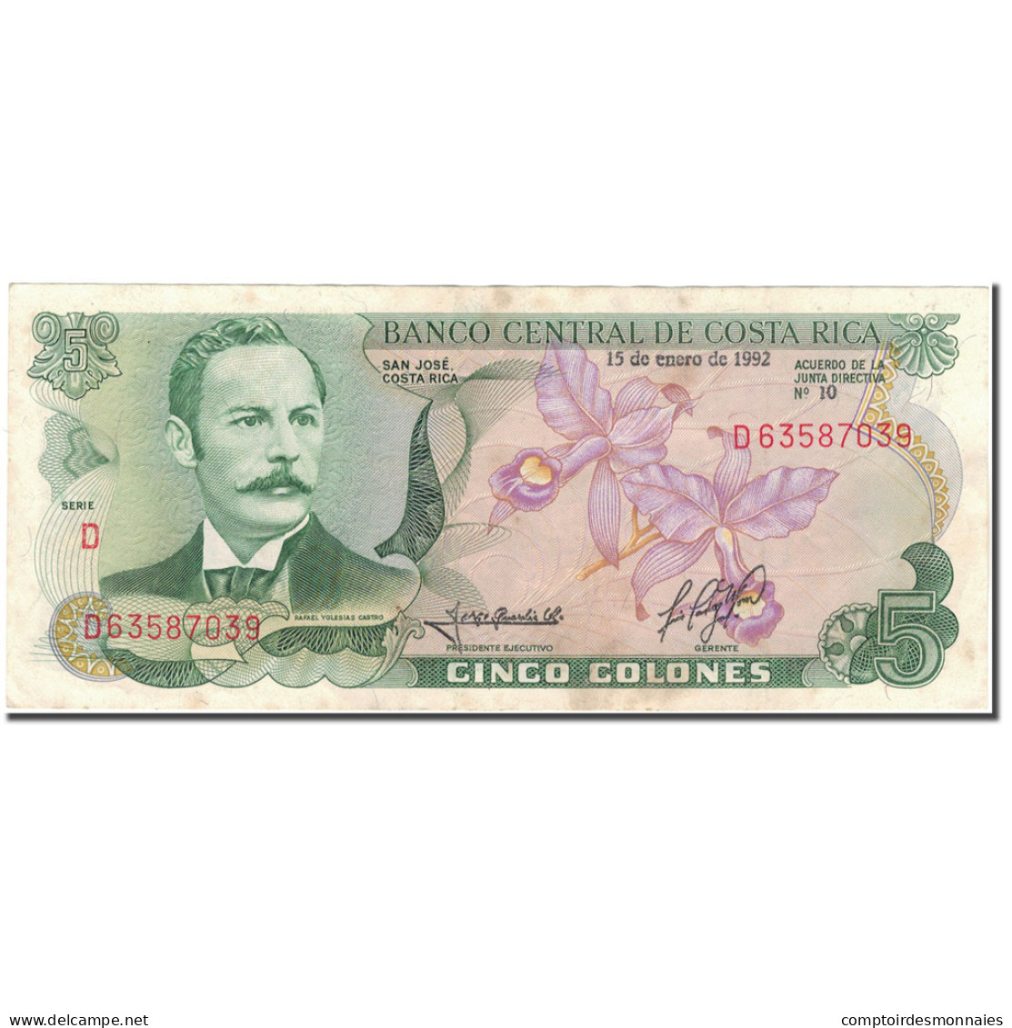 Billet, Costa Rica, 5 Colones, 1992-01-15, KM:236e, TB+ - Costa Rica