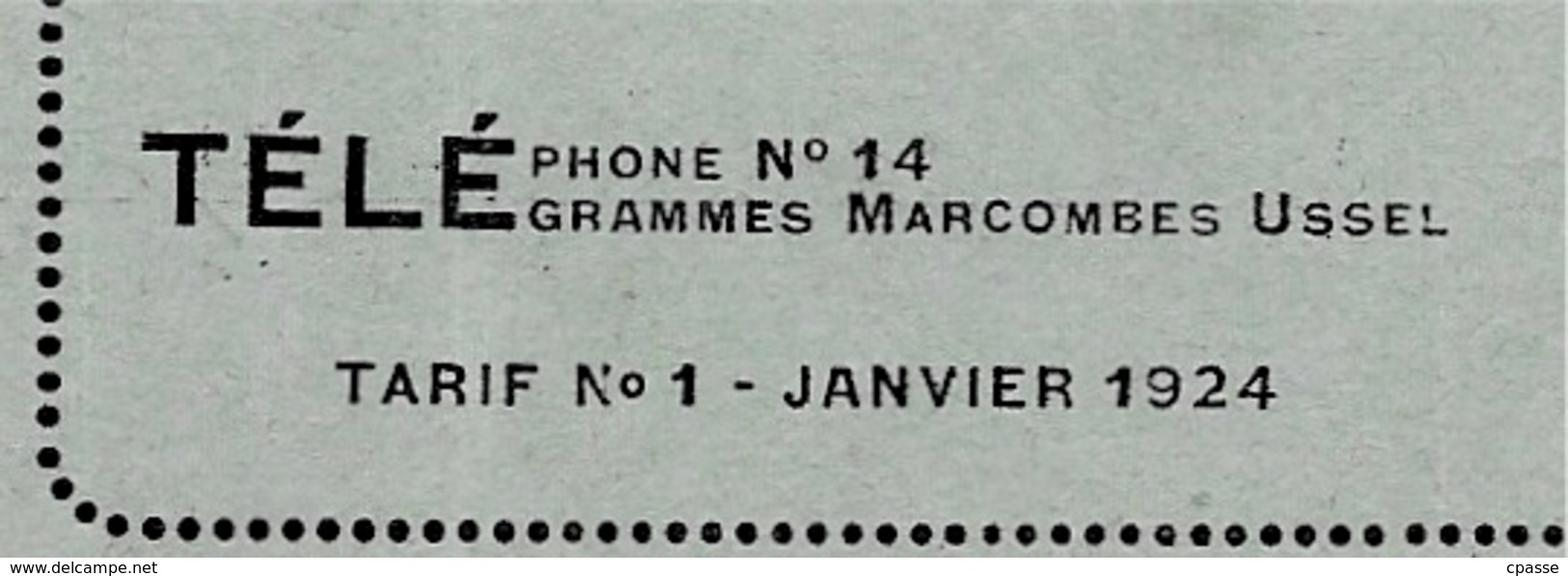 Tarif 1924 Petit Outillage L. MARCOMBES 19 USSEL Corrèze FORGES Du CENTRE Représentant A. Messager 75011 Paris - Matériel Et Accessoires