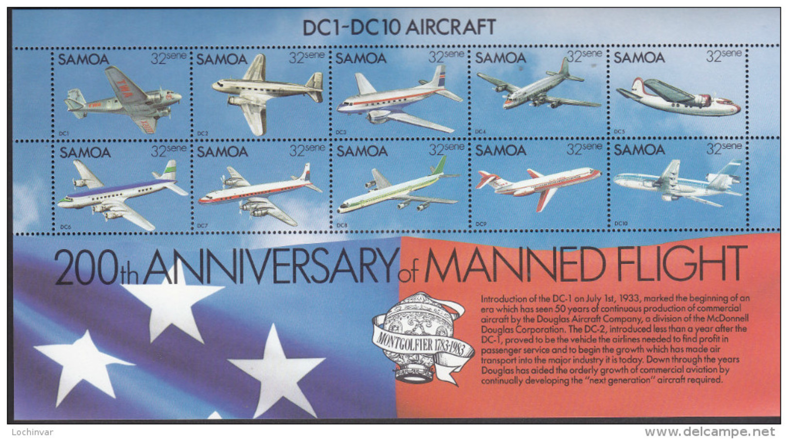 SAMOA, 1983 MANNED FLIGHT MINISHEET MNH - Samoa