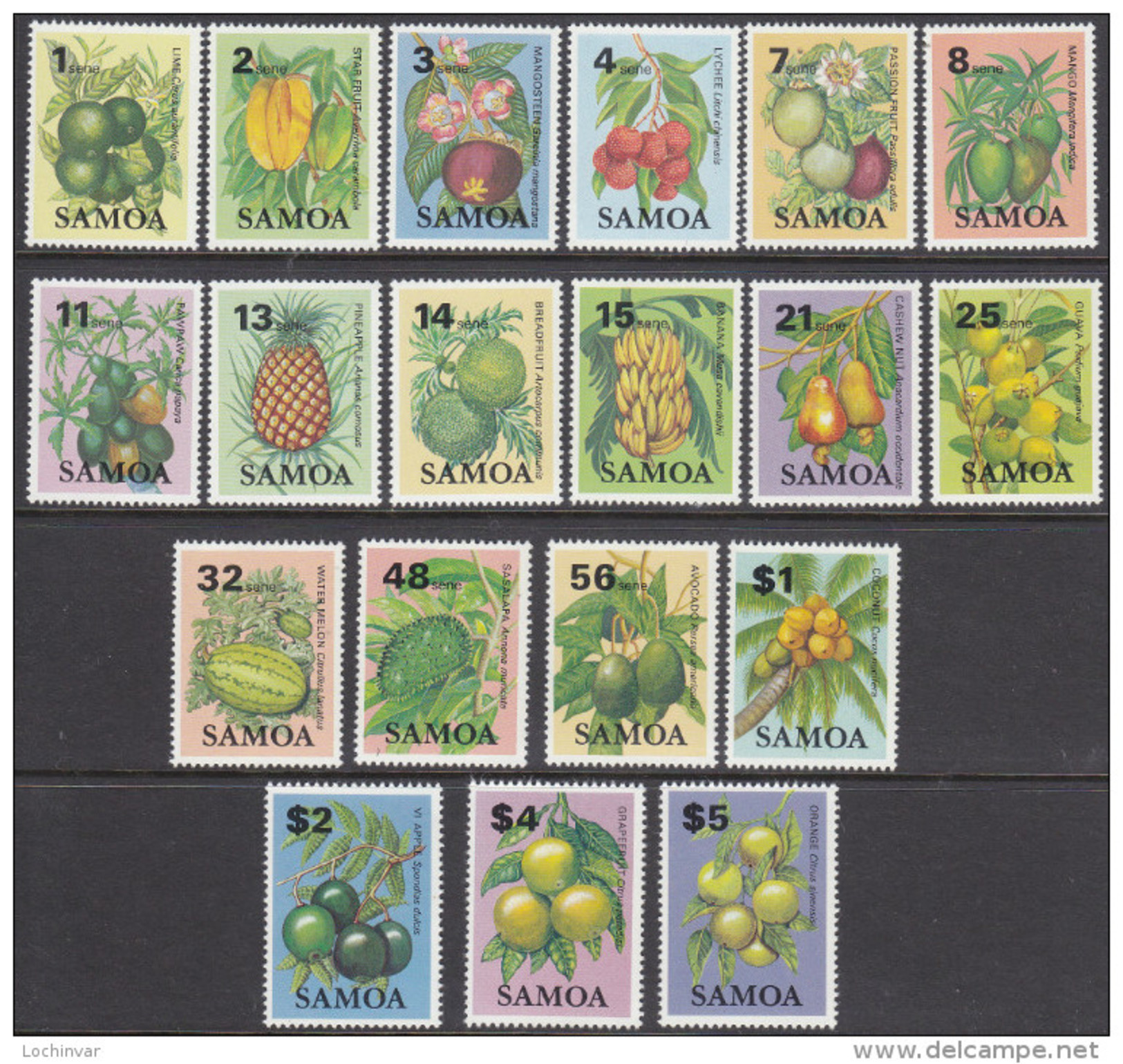 SAMOA, 1983 FRUIT DEFINS 19 MNH - Samoa