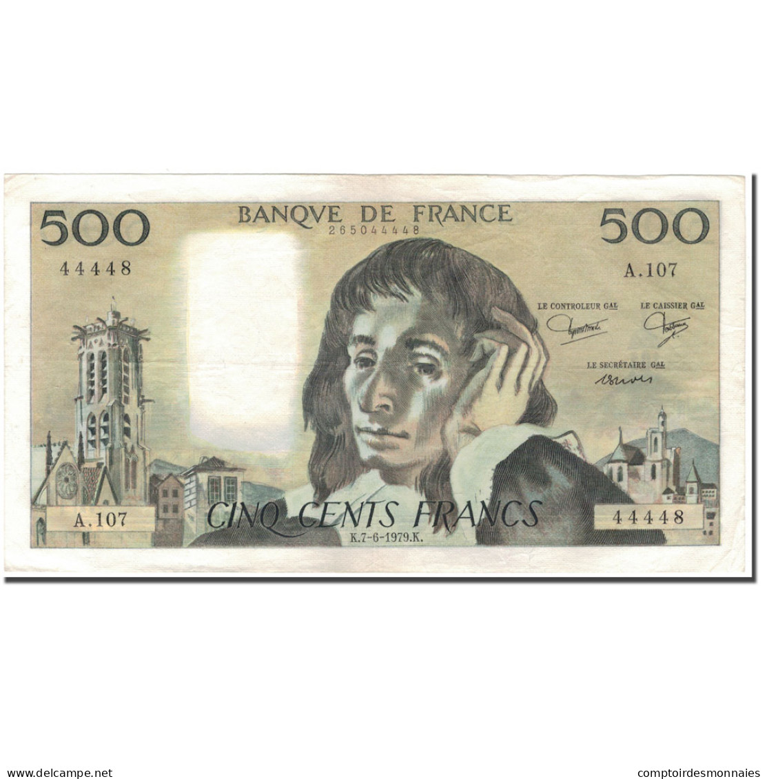 France, 500 Francs, 500 F 1968-1993 ''Pascal'', 1979-06-07, TTB, Fayette:71.20 - 500 F 1968-1993 ''Pascal''