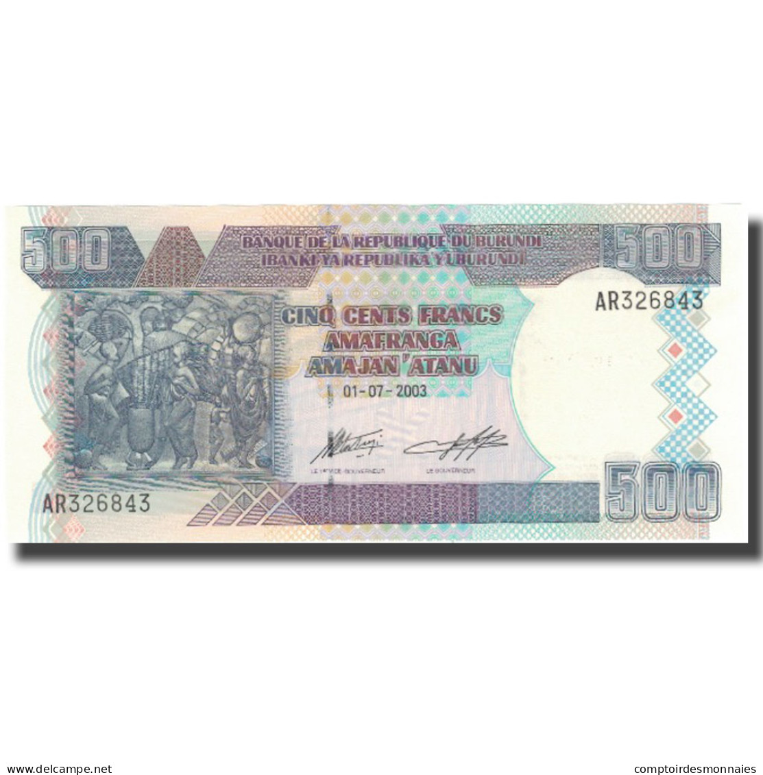 Billet, Burundi, 500 Francs, 2003, 2003-07-01, KM:38c, NEUF - Burundi