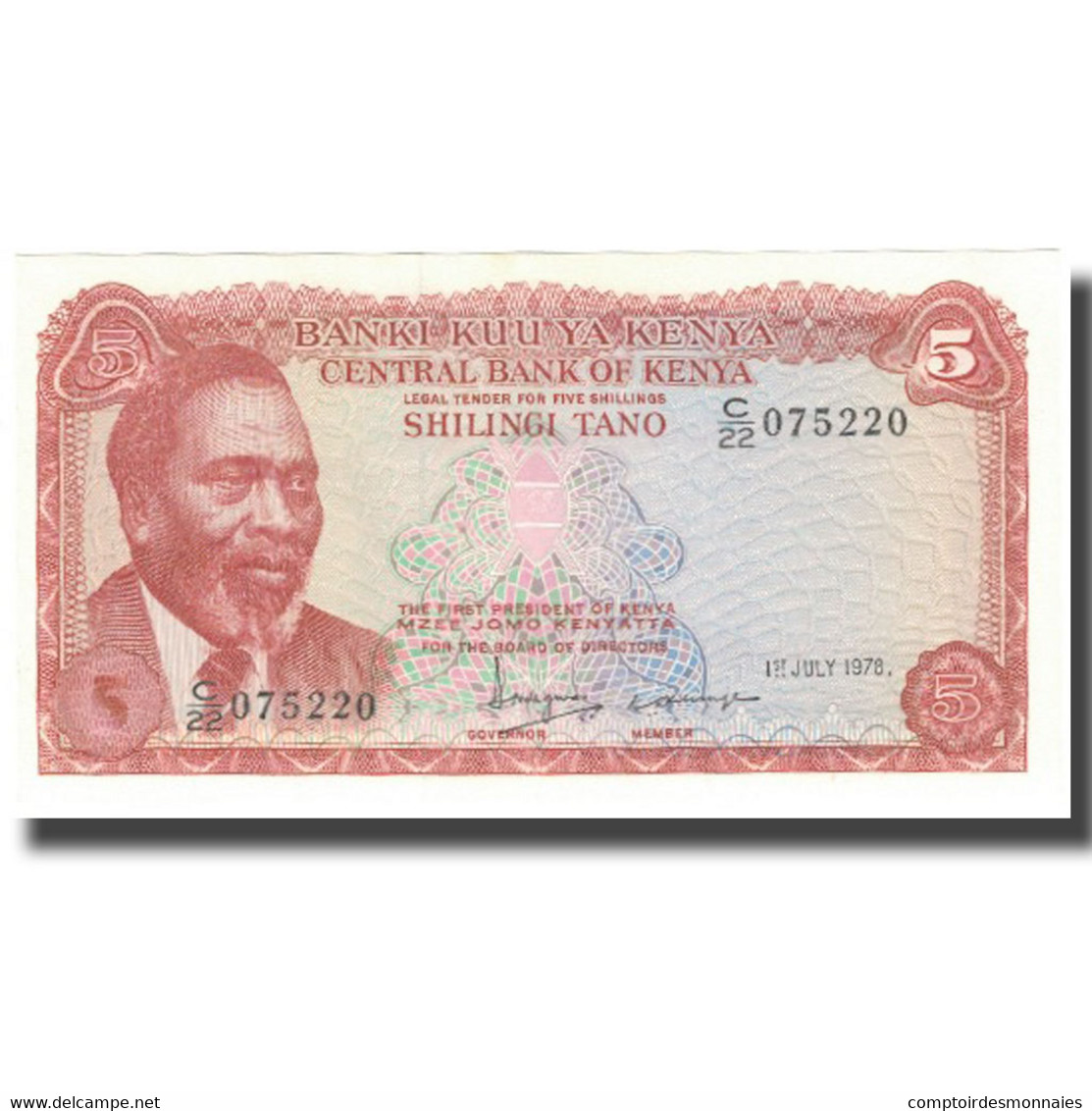 Billet, Kenya, 5 Shillings, 1978, 1978-07-01, KM:15, NEUF - Kenya