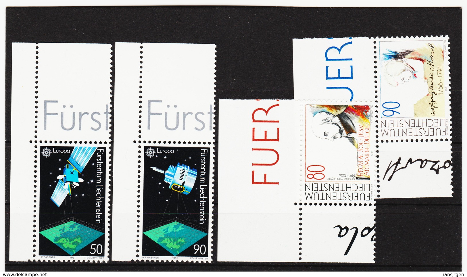 FOX652 LIECHTENSTEIN 1991 Michl 1011/14 ECKRAND ** Postfrisch SIEHE ABBILDUNG - Ungebraucht