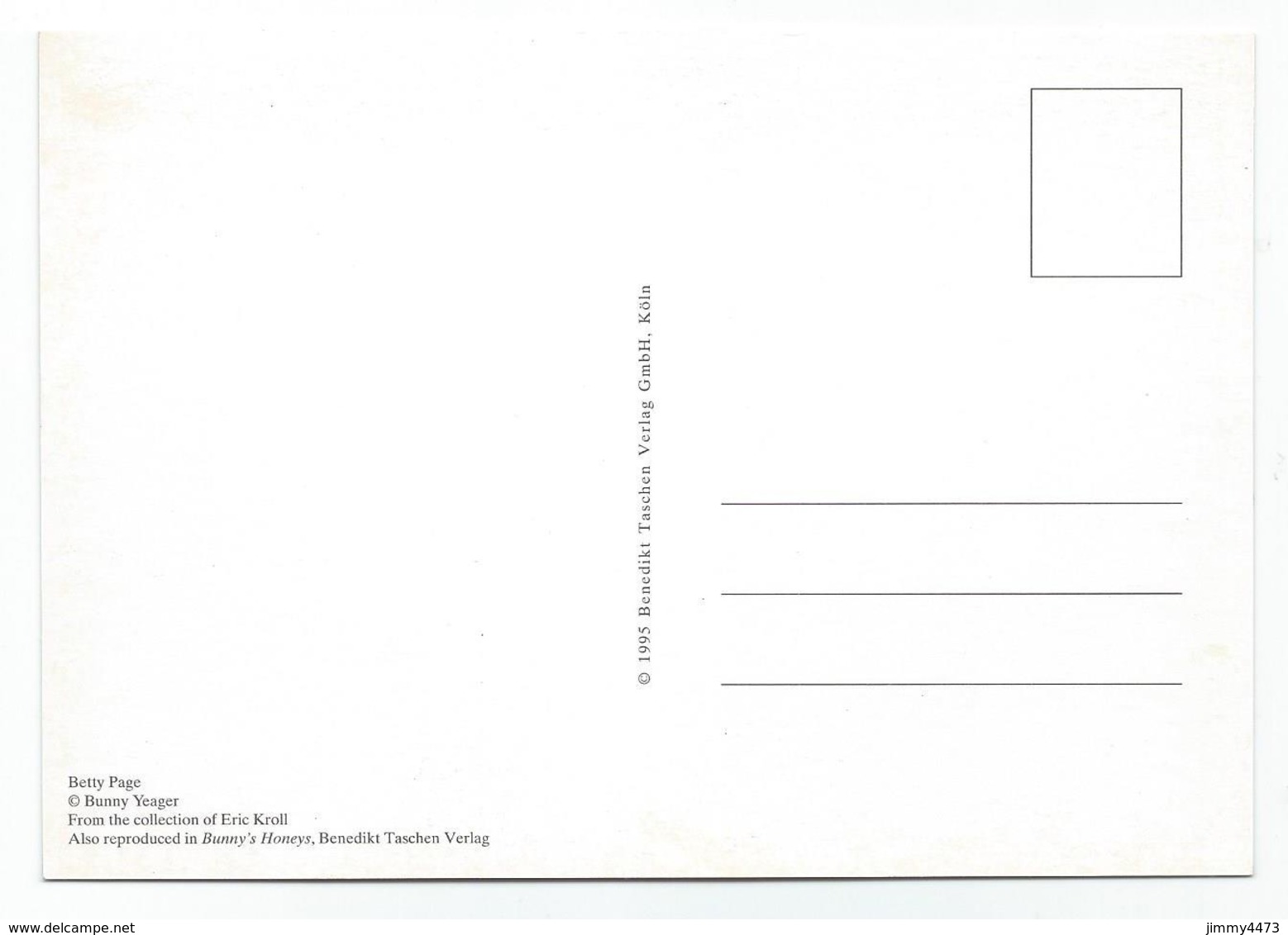 CPM POSTKARTE - PIN - UP - BETTY PAGE EN MAILLOT - 1995 Verlag. Benedikt Taschen GmbH , Köln - Scans Recto-Verso - Pin-Ups