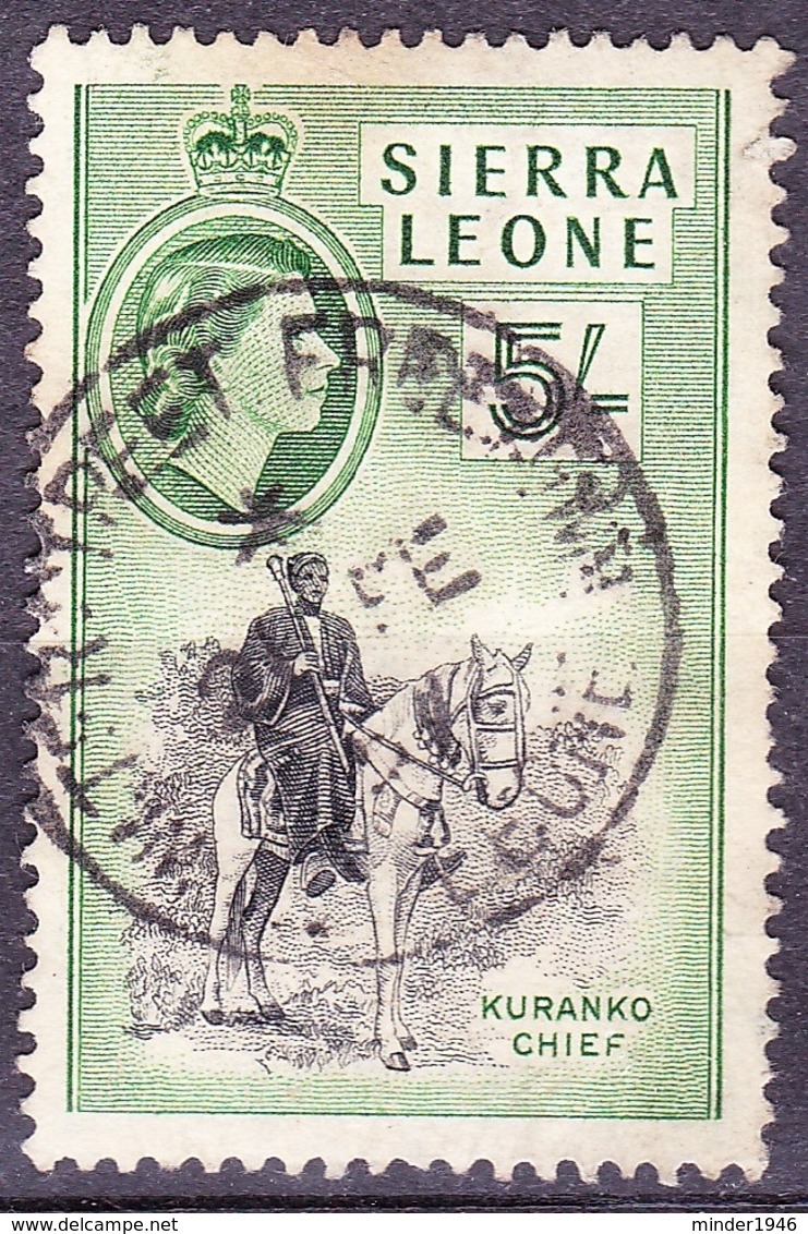 SIERRA LEONE 1956 5/-  Black & Deep Green SG220 FINE USED - Sierra Leona (...-1960)