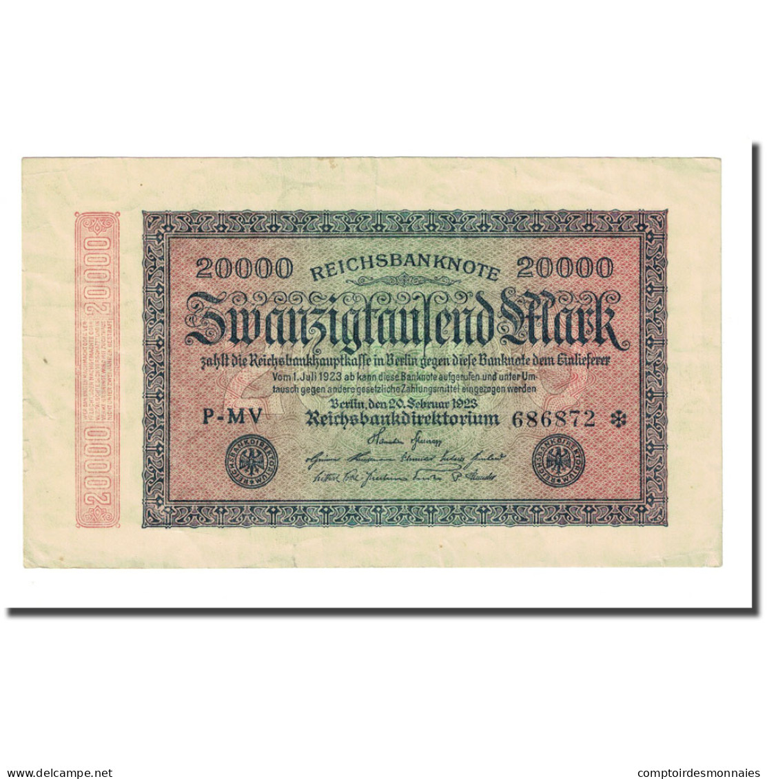 Billet, Allemagne, 20,000 Mark, 1923-02-20, KM:85a, TTB - 20.000 Mark