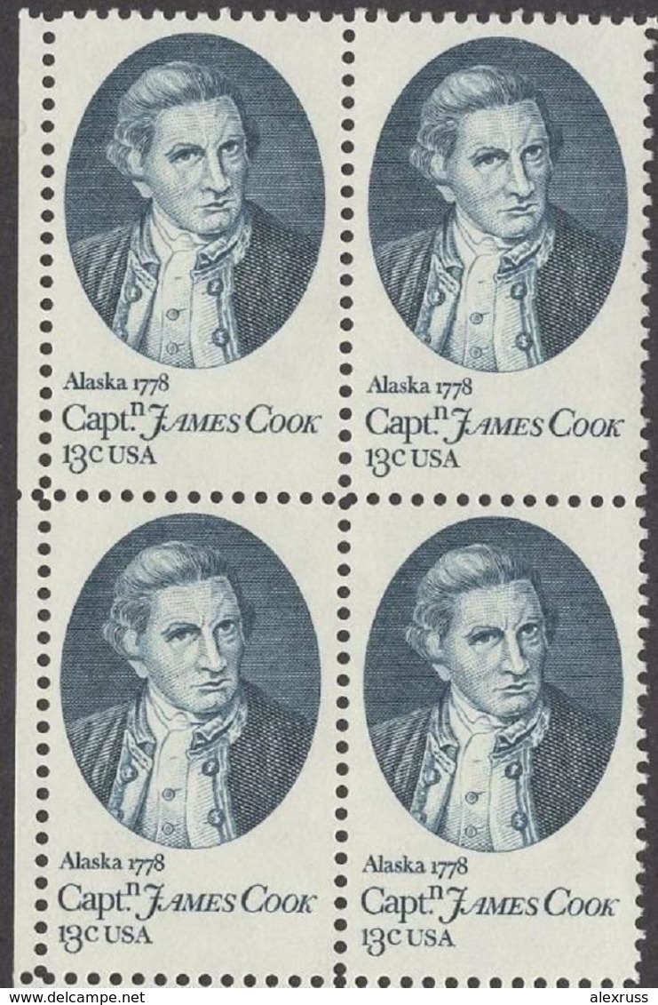 US 1978 Explorer Captain James Cook Block Of 4, Scott # 1732,VF-XF MNH** ,STOCK IMAGE !!! - Unused Stamps