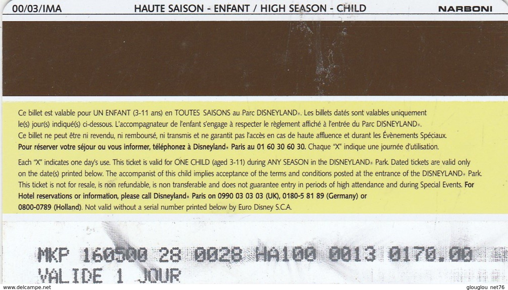 PASSEPORT DINEYLAND ...HAUTE SAISON ENFANT - Passeports Disney