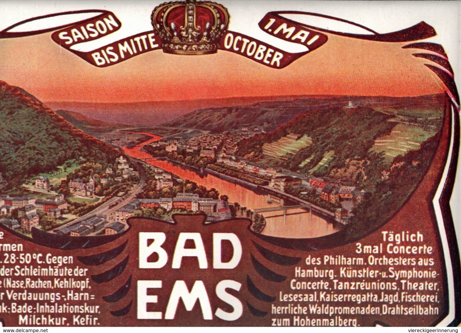 ! BAD EMS, Rheinland-Pfalz, Original, Werbeanzeige, Format 22,7 X 14,5 Cm - Bad Ems