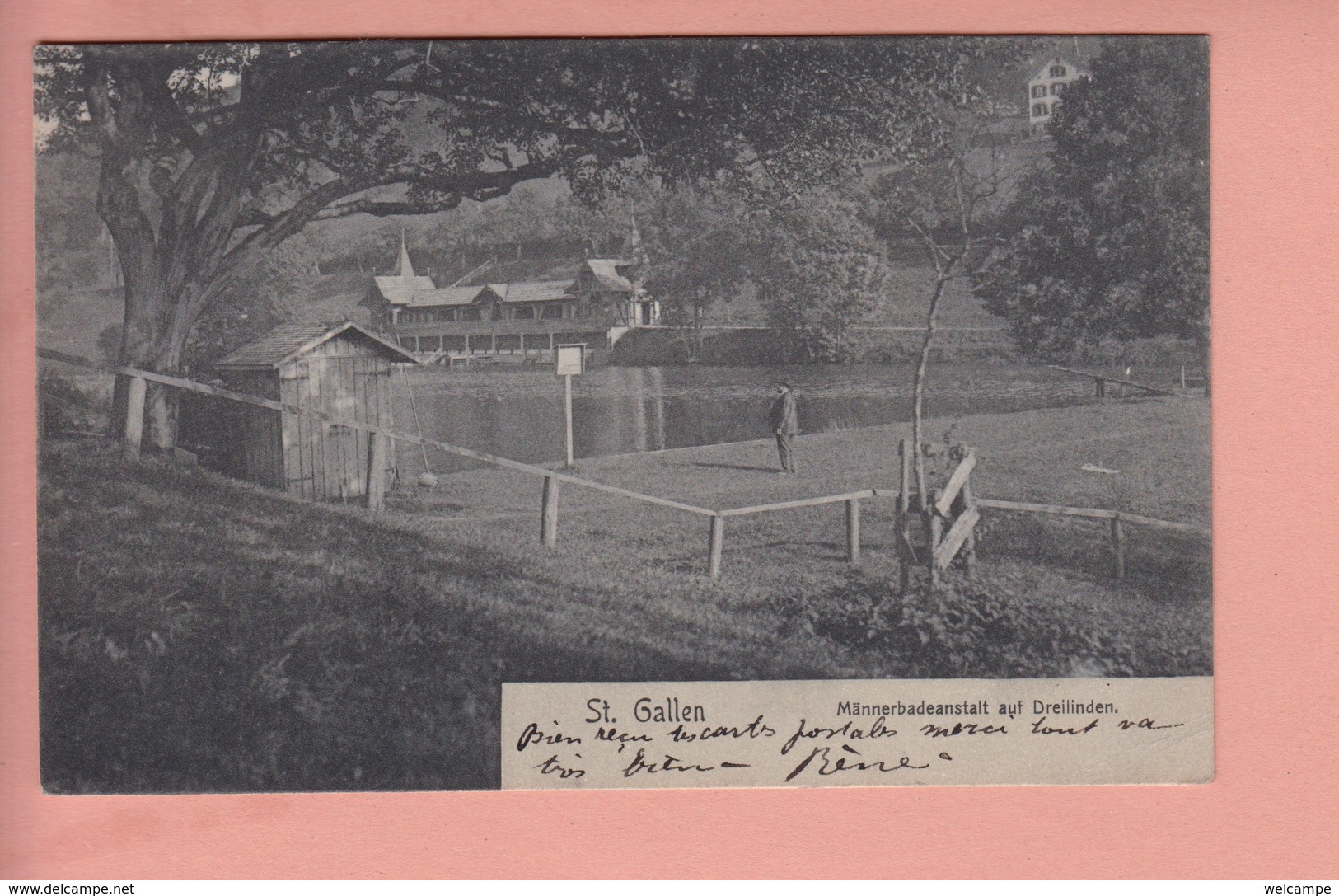 OUDE POSTKAART ZWITSERLAND- SCHWEIZ - SUISSE -   ST. GALLEN - MAENNERBADEANSTALT - 1904 - Saint-Gall