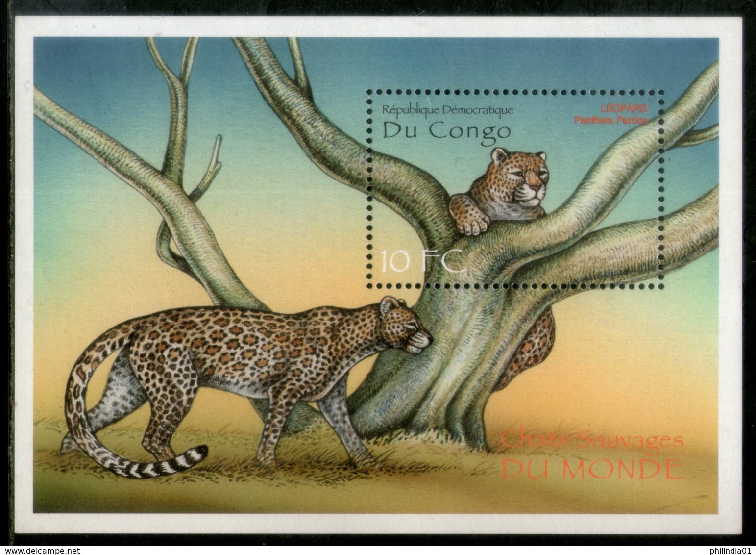 Congo Zaire 2000 Leopard Big Cat Wildlife Animal Fauna Sc 1519 M/s MNH # 13436 - Mint/hinged