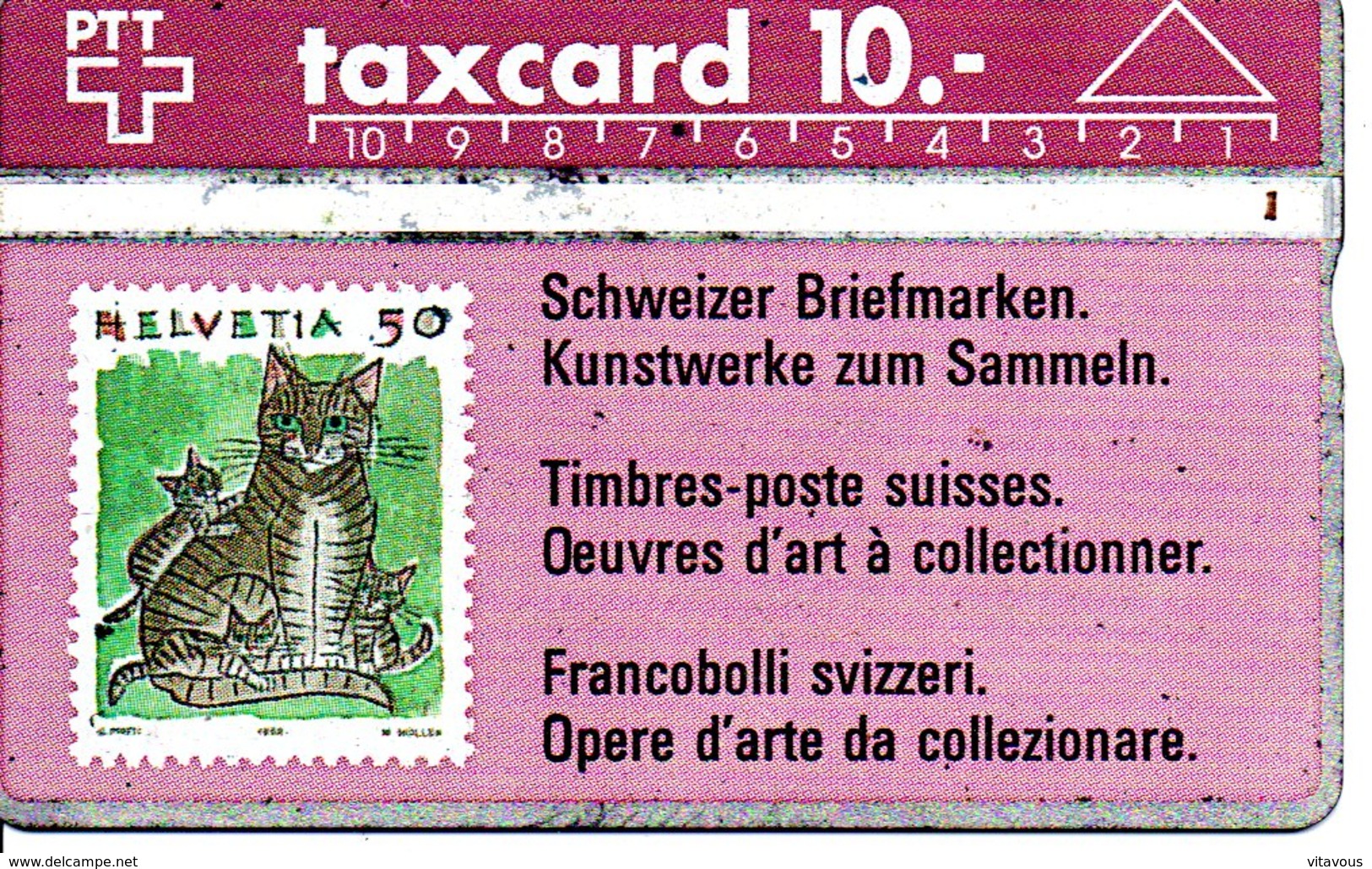 Stamp Timbre Poste Chat Cat Télécarte Suisse Taxcard Phonecard  (G 104) - Suiza