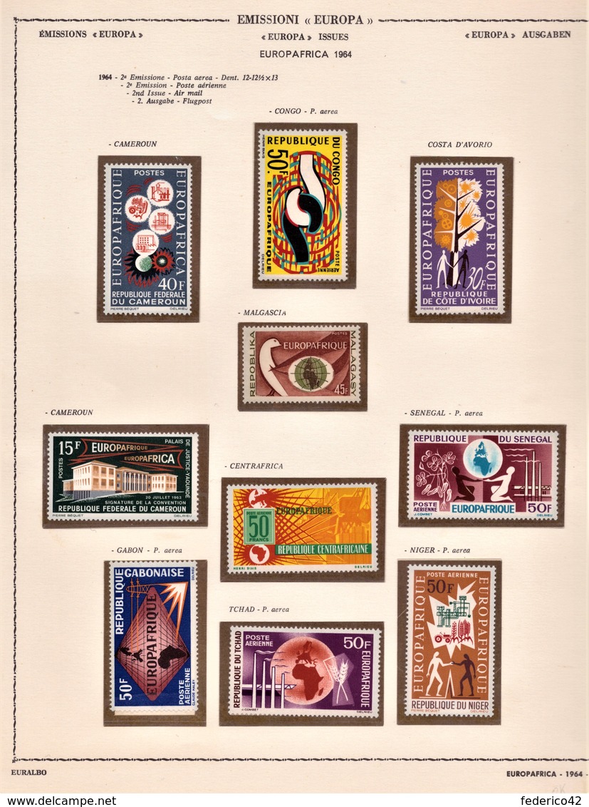 EUROPAFRICA 1963 I° E 2° EMISSIONE POSTA AEREA 1963-64 SERIE COMPLETE NUOVE MNH - Emissioni Congiunte