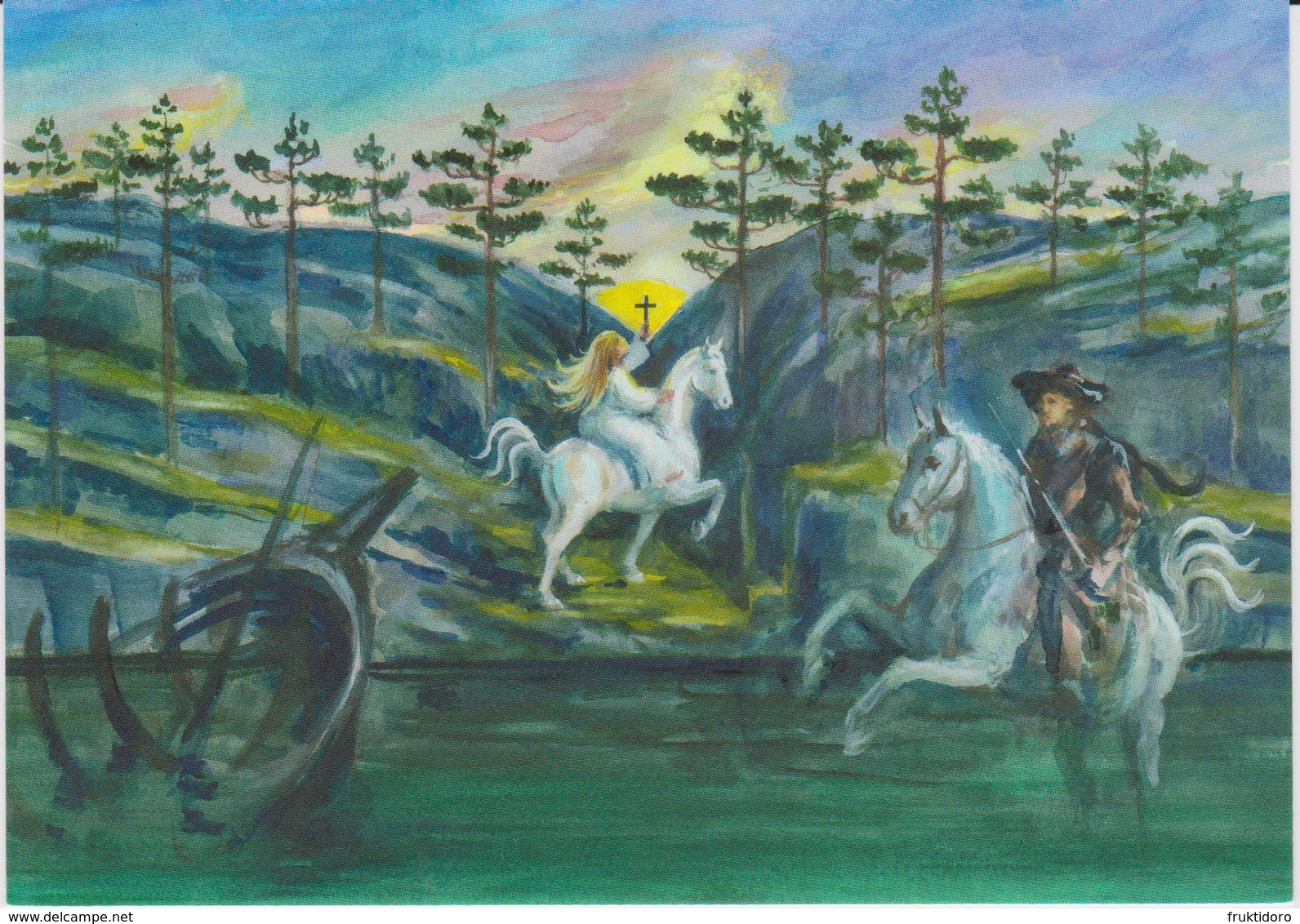 Aland Postcard 2008 - Nordic Myths - Painting By Juha Pykäläine - Created As Bock 7 - Horses - Trees - Aland