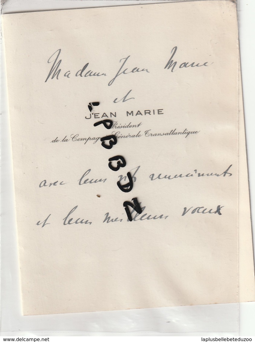 CARTE VOEUX - MARINE - COMPAGNIE GENERALE TRANSATLANTIQUE - Jean MARIE - Président 1939 - 1940 - Paquebots